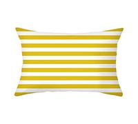EHOMERY Housse De Coussin Multicolore Taie d'oreiller Coton Rayures Soie Housses De Coussin Housse De Coussin Traversin Taie d'oreiller Imprimée Décoration Jaune Blanc 30X20 inches