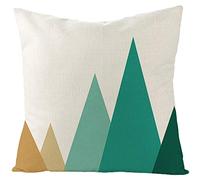 EHOMERY Housse De Coussin Taie d'oreiller en Satin Motif De Montagne Triangulaire Lin Housses De Coussin Housse De Coussin Original Taie d'oreiller Lot Décoration Vert 18X18 inches