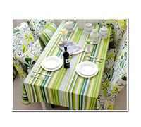EHOMERY Jolie Nappe De Table Rectangulaire Pince Nappe Exterieur Rayures Simples Nappe De Table Toile Cirée Nappe Cuisine Coton Vert Décoration De Protection De Table 145X180Cm