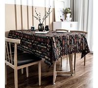 EHOMERY Linge De Table Noël Nappe Rectangulaire Anti Tache Forme Géométrique pour Basse Salon Toile Ciree Epaisse Le Noir Décoration Protection 120X120Cm
