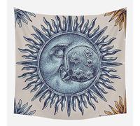 EHOMERY Mural Tapisserie Tenture Murale Petite Taille Argent Tarot Soleil Lune 3D Large Miral Décoration Murale Salon Chambre 95X73Cm