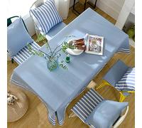 EHOMERY Nappe Carre pour Table Basse Nappe Toile Ciree Rectangulaire Unie Méditerranéen Nappe De Table Fille Nappe Lin Grande Taille Bleu Décoration De Protection De Table 120X120Cm