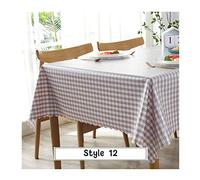EHOMERY Nappe De Noel pour Table Basse Cuisine Toile Ciree Treillis Rectangulaire en PVC Et Lin Anti Tache Brun Blanc Décoration Protection 135X220Cm