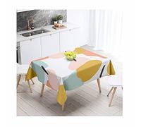 EHOMERY Nappe De Table Et Serviettes Nappe Lin Motif Aquarelle Jaune Rose Bleu Noir Pince pour Nappe De Table Nappe Rectangulaire Lin Style 4 Décoration De Protection De Table 140X140Cm
