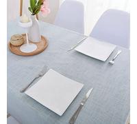 EHOMERY Nappe pour Table Carrée Nappe Cuisine Couleur Pure Simple Toile Ciree Table Nappe Micro Enduite Bleu Clair Décoration De Protection De Table 90X130Cm