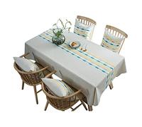 EHOMERY Nappe Rectangulaire Petite Table Nappes Rectangulaires Anti Taches Infroissable Bande Verticale en Coton Exterieur Vert Décoration Protection 130X200Cm