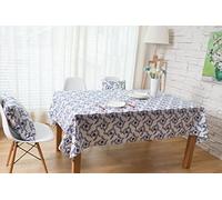 EHOMERY Nappe Table Basse Poche Nappe Rectangulaire Wax Vigne Et Fleurs Nappe De Table De Cuisine Nappe Lin Rectangulaire Bleu Décoration De Protection De Table 140X220Cm