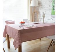 EHOMERY Nappe Table Basse Tissu Nappe Coton Et Lin Barre Fines Rayures Nappe pour Table Rectangulaire Nappe Rectangulaire Coton Lin Rouge Décoration De Protection De Table 140X250Cm