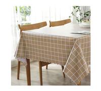EHOMERY Nappe Table Epaisse Nappe Cuisine Carré Treillis Nappe De Table Petite Nappe Rectangulaire Toile Ciree Design Marron Décoration De Protection De Table 90X90Cm