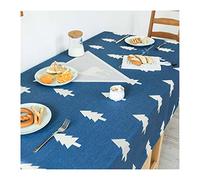 EHOMERY Nappe Table Grande Taille Rectangulaire Motif Cerfs Et D'Arbres Triangulaires Géométriques Basse Tissu Nappes Carre Bleu Gris Décoration Protection 140X180Cm