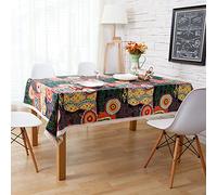 EHOMERY Nappe Table Rectangulaire Anti Tache Napperon Rectangulaire Rectangle Nappe Table Basse Carre Nappe Coton Enduit Pois Coloré Décoration De Protection De Table 140X220Cm
