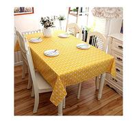 EHOMERY Nappe Table Rectangulaire Polyester 6 Personnes Motif en Damier De Coton Industrielle Jaune Décoration Protection 120X120Cm