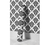 EHOMERY Papier Peint 3D Autocollant Tete de Lit Style Rococo Motif Défilement Noir Blanc Garcon Panoramique Nature Revêtement Mural Moderne Pour Cuisine, À Décoller 45x500cm