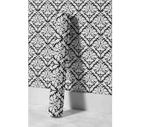 EHOMERY Papier Peint Adhésif Vinyle Colle Pour Style Rococo Motif de Défilement Noir Et Blanc Holographique Papier-Peint-4-Murs-Pour-Salon Papier Imperméable Protection Des Meubles 45x500cm
