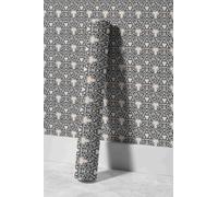EHOMERY Papier Peint Autocollant Sol Rouleau Adhesif Mural Rétro, Élégant Et Noble Motif de Défilement Vinyle Lavable Panoramique New York Papier À Décoller Pour Décoration Cuisine 45x200cm