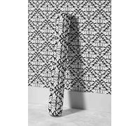 EHOMERY Papier Peint Enfant Garçon Autocollant Mural Uni Style Rococo Motif de Défilement Noir Et Blanc Vintage Fleuri Pvc Vinyl Papier Pour Meubles Cuisine 45x500cm