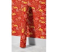 EHOMERY Papier Peint Géométrique Autocollant Texturé Style Chinois de Bon Augure Nuage Rouge Panoramique Vinyle Jet Encre Film Pvc Pour Portes Placards 45x300cm