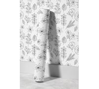 EHOMERY Papier Peint Intissé Autocollant Mural Nature Dessin Animé Fleurs Peintes À Main xxl Fleur Bande Papier Contact Imperméable Pour Plans Travail, Armoires Et Tiroirs 45x300cm