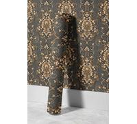 EHOMERY Papier Peint Mural 3D Transfert Vinyle Thermocollant Grâce Motifs Rétro Européens Or Frise Adhesif Inde Papier Autocollant Imperméable Et Amovible Pour Armoires Cuisine 45x500cm