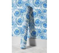 EHOMERY Papier Peint Original Vinyle Autocollant Mural Mode Moderne Et Individualité Vertige Art Géométrique 3D Bleu Zen Chambre Colle Intissé Poudre Film Protection Pour Meubles 45x500cm