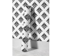 EHOMERY Papier Peint Vinyle En 3D Pvc Ou Enduit Style Rococo Motif de Défilement Noir Et Blanc Panoramique xxl Intissé Sans Raccord Géométrique 45x500cm