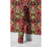 EHOMERY Papier Peint Vinyle Fleur Salle de Bain Lessivable Rétro Européen Motif Iris Colle Adhésif Pour Meuble Cuisine Papier Contact Imperméable 45x300cm