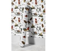 EHOMERY Papier Vinyle Adhesif Mat Frise Murale Autocollant Grande Largeur Peint Dessins Animés Noël Mignons Bonhomme Neige Intissé Baroque Rouleau 45x500cm