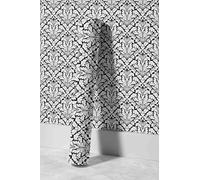 EHOMERY Papier Vinyle Imprimable Autocollant Resistant À Chaleur Grande Largeur Style Rococo Motif Défilement Noir Et Blanc Peint Wc Adhésif Holographique 45x200cm