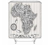EHOMERY Rideau Douche Hiver Rideaux De Douche Double Carte De L'Afrique Rideau Douche Anti Moisissure Luxe Rideaux De Douche A Petits Oeillets Polyester Gris 12 Anneaux De Crochets, 160X180Cm