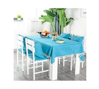 EHOMERY sous Nappe Protection Table Rectangulaire Festive Couleur Unie avec Dentelle Et Serviettes Noël Carré Paon Bleu Décoration 140X120Cm