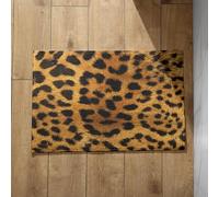 EHOMERY Tapis de Porte D'Entrée Bienvenue Interieur Long Imprimé Léopard Bain Antiderapant pour Baignoire Grand Paillasson Entree 45x75cm,