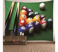 EHOMERY Tapisserie Murale Enfant Décoration Tenture Billard Et Queues Vert Intisse Miral Décoration Murale Salon Chambre 240X220Cm