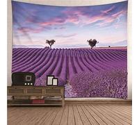 EHOMERY Tapisserie Murales Ado Décoration Fille Champ De Lavande Mauve Tapisserie One Piece Murale De Cuisine Tenture Miral Décoration Salon Chambre 150X150Cm