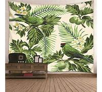 EHOMERY Tapisserie Murales Papier Peint Enfant Fille Décoration XXL Poster Tableaux Muraux Oiseaux Et Feuilles Vert Autocollante Salle De Bain Tenture Pas Cher Miral Salon Chambre Mur 350X256Cm