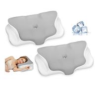 Ehomfory 2PCS Oreiller Ergonomique Cervical Memoire Forme, Oreiller Ergonomique à Mémoire de Forme pour Les Dormeurs sur Le côté, Le Dos et Le Ventre (Gris)