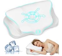 Ehomfory Oreiller Ergonomique Cervical, 2 en 1 Oreiller Memoire Forme Ergonomique à Mémoire de Forme pour Les Dormeurs sur Le côté, Le Dos et Le Ventre (Blanc)