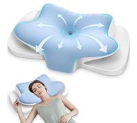 Ehomfory Oreiller Ergonomique Cervical 2 en 1 Oreiller Memoire Forme pour la Nuque, Coussin pour Dormir sur Le côté, Le Dos et Le Ventre, Bleu