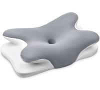 Ehomfory Oreiller Ergonomique Cervical, 2 en 1 Oreiller Memoire Forme pour la Nuque, pour Dormir sur Le côté, Le Dos et Le Ventre, 67 x 37 x 9/12cm (Gris)