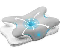 Ehomfory Oreiller Ergonomique Cervical, 2 en 1 Oreiller Memoire Forme pour la Nuque, pour Dormir sur Le côté, Le Dos et Le Ventre (Argent)