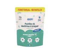 EHOP - 180 Pastilles Dentifrice à Croquer Menthe Fraîche - Bio COSMOS, Avec Fluor, Zinc Citrate, 100% Naturel, Zéro Déchet, Sans Tube - 3 Mois d’Utilisation, Fabriqué en France, Idéal Voyage