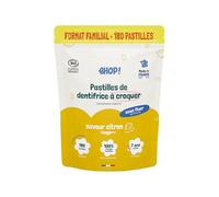 EHOP - 180 Pastilles Dentifrice à Croquer Saveur Citron - Bio COSMOS, Avec Fluor, Zinc Citrate, 100% Naturel, Zéro Déchet, Sans Tube - 3 Mois d’Utilisation, Fabriqué en France, Idéal Voyage