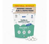 EHOP Dentifrice à Croquer Bio COSMOS - 180 Pastilles Dentifrice Solide Fluor Hydroxyapatite - Adulte Blancheur - Voyage Mini Petit Format Cabine Avion Biodégradable - Menthe