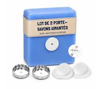 [EHOP] Pack de 2 Porte-savons aimantés Fixes avec Un adhésif | Blanc | Design & Fixation Puissante sans Perçage ni Ventouse | Savon Solide | Design Français
