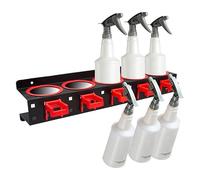 EHOTER 1 lot de porte-flacons pulvérisateurs avec 5 trous et 5 crochets de suspension en plastique - Support mural pour nettoyage automatique - Organiseur pour outils de nettoyage - Noir