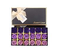 EHOTER 18Pcs Savon Rose Fleur Savon Parfumé à La Rose Savon à l'huile Essentielle Végétal Cadeau pour Anniversaire Mariage Boîte De La Saint-Valentin (Violet)