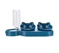 EHOTER 3 en-1 Gamelles pour Chats Bouteille Distributeur d'eau Automatique Bol d'alimentation pour Animaux Inclinable À 15° Gamelle Chat Surélevée (Bleu)