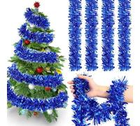 EHOTER 6 Pièces Guirlande De Noel Sapin Guirlandes Tinsel Noël Guirlande De Sapin Guirlande Tinsel Métallique Brillant Guirlandes Décoration, Guirlande Noel Décorations De Noël (Bleu)
