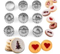 EHOTER 9 Pièces Emporte-Pièces Noël Pressables 3D Moule à Biscuits pour Noël Mini Emporte-pièces en Acier Inoxydable pour Fête, Pâtisserie, Fondant Cadeau De Noël (9 pièces)