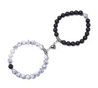 EHOTER Bracelets d'amitié assortis pour couples - Bijoux en perles avec breloques magnétiques en forme de cœur et de guitare - Cadeau pour couple, 7 inches, Plastique