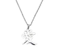 EHOTER Collier Avec Pendentif D'amour En Acier Inoxydable Breloque Porte-bonheur Amour Symbole Pendentif Collier Hip-Hop Punk Longue Chaîne Pull Collier Couple Bijoux Cadeau (Argent)